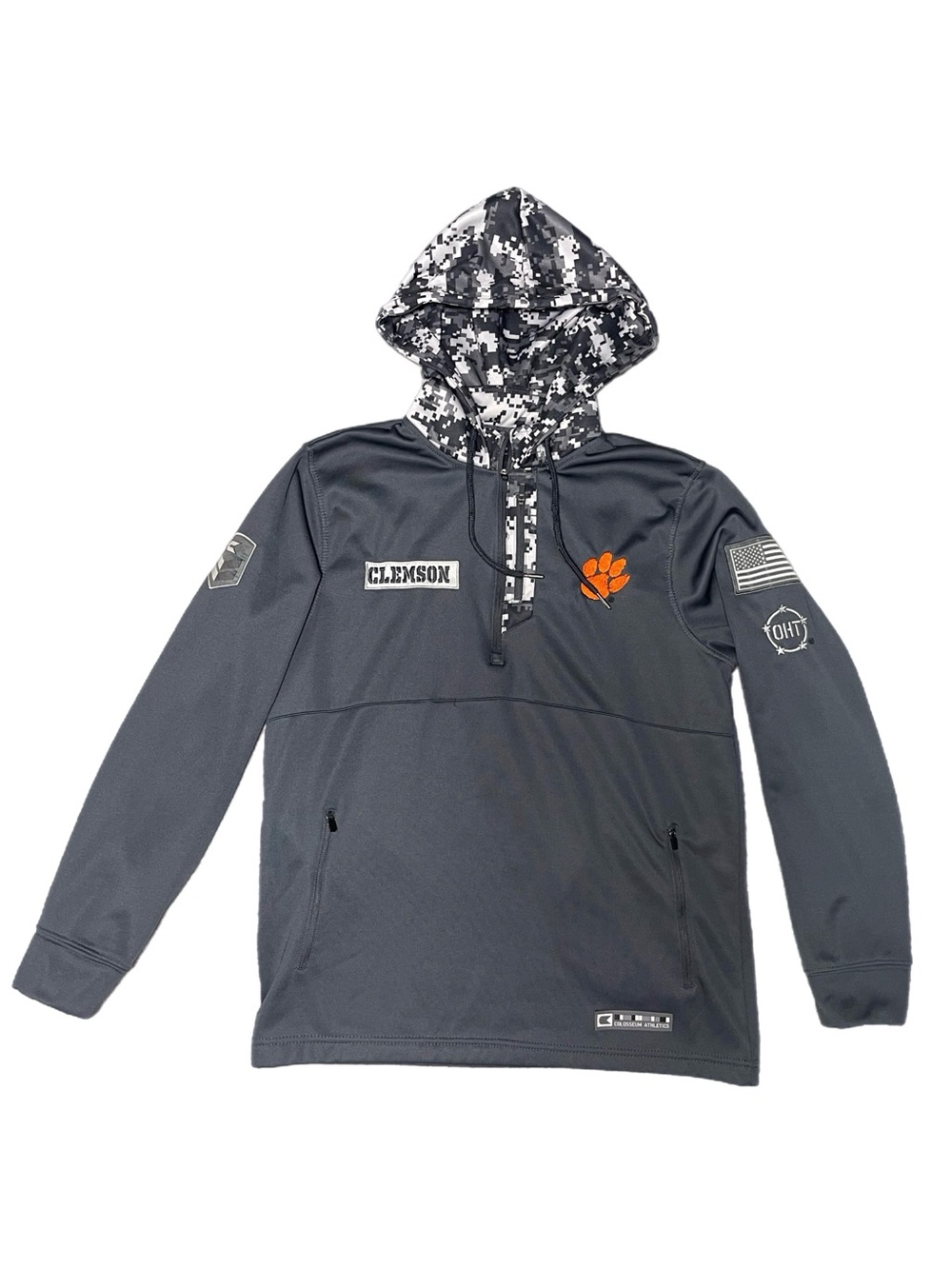 Vintage Colosseum Clemson Tigers Embroidered 1/4 Zip Hoodie With Patches